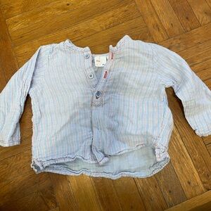 Oso and Me Blue Striped Shirt with Buttons